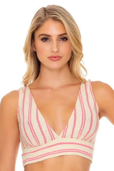 Luli Fama Champagne Pop Deep V Band Crop Top